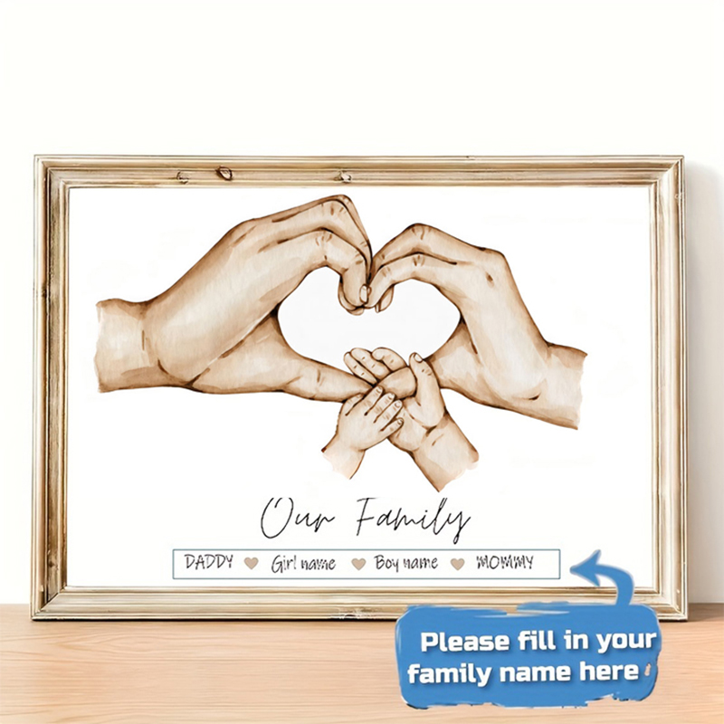 Home Decor Theme - Personalized Custom Family Hand Poster Name