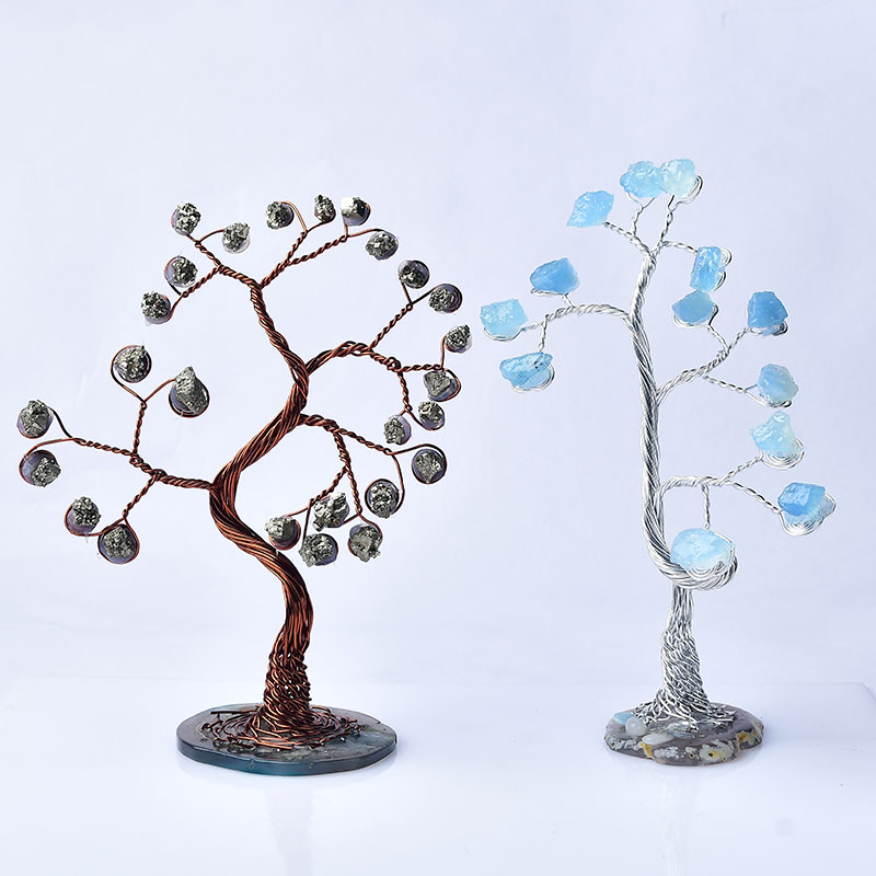 Home Decor Location - 1PC Natural Aquamarine Pyrite Tree of
