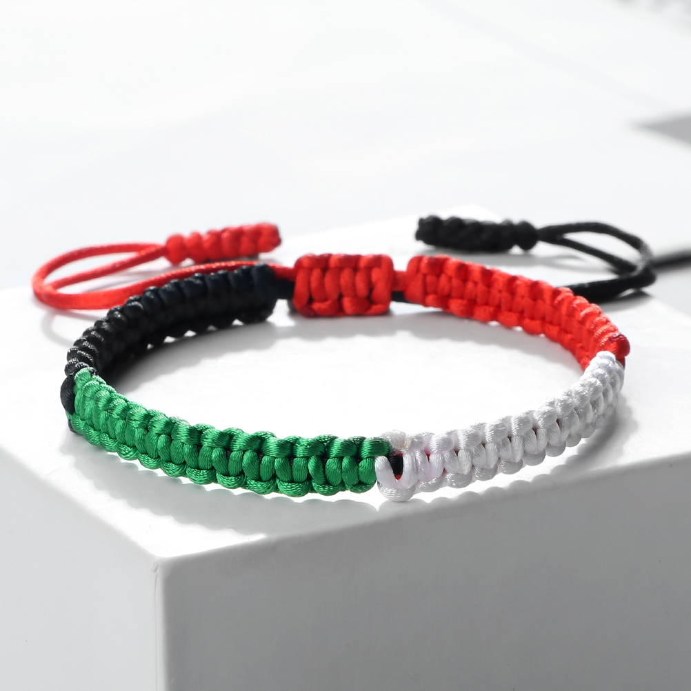 Home Decor Uae - Palestine Flag String Bracelet Red Black