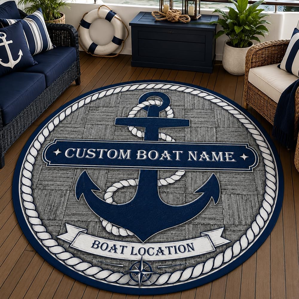 Home Decor Location - Custom Nautical Anchor Doormat Mat Personalized