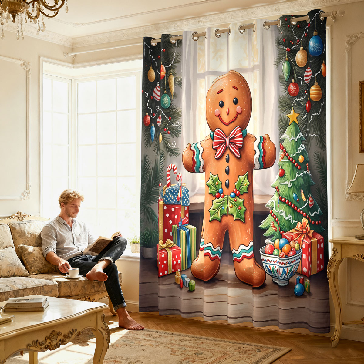 Christmas Gingerbread Man Xmas - Home Decor Curtain review and price