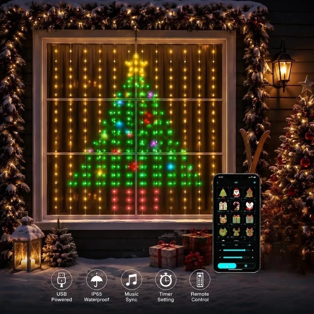 LED Pixel Curtain Lights Bluet - Home Decor Curtain review and price