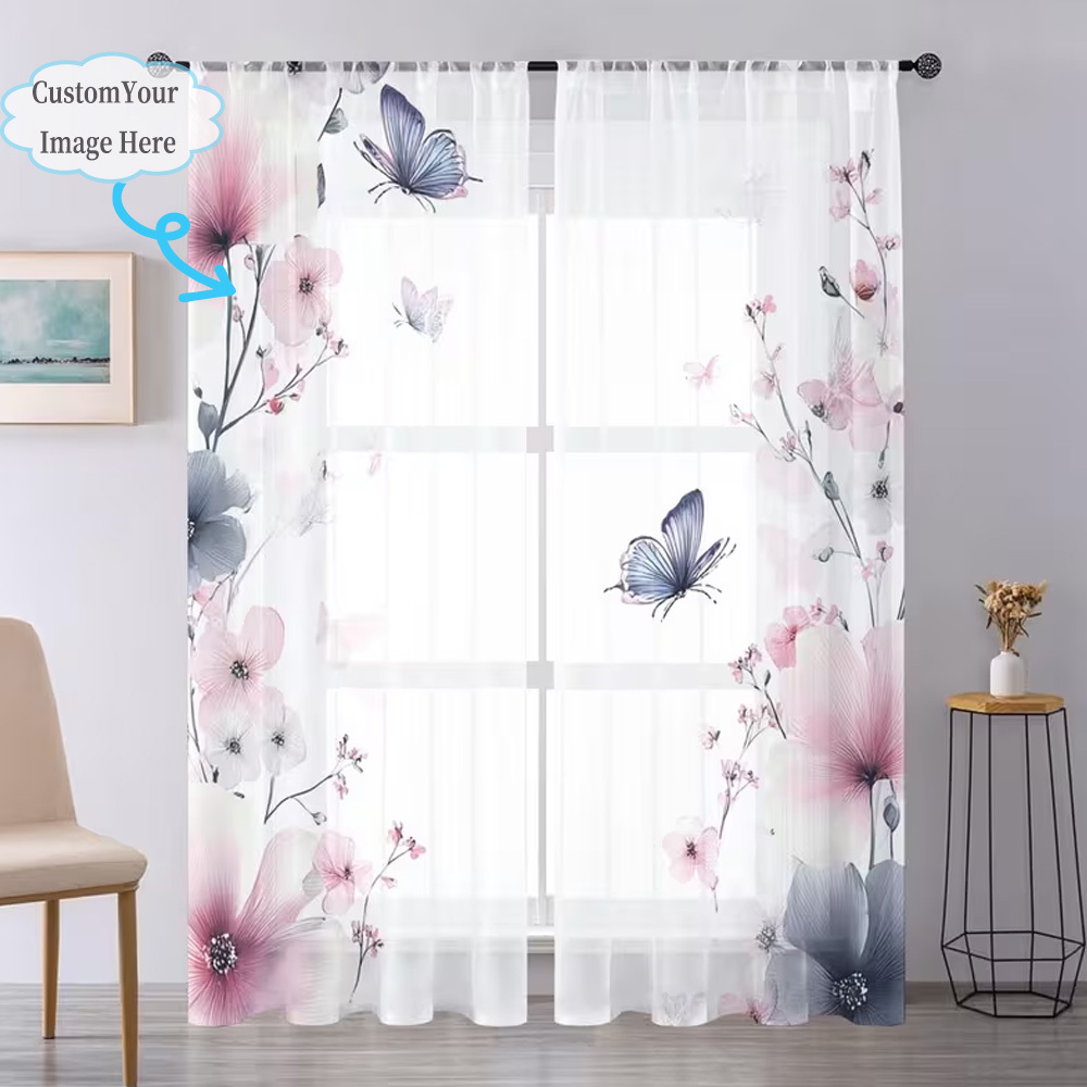 Custom 2D Flat 2pcs Sheer Curt - Home Decor Curtain review and price