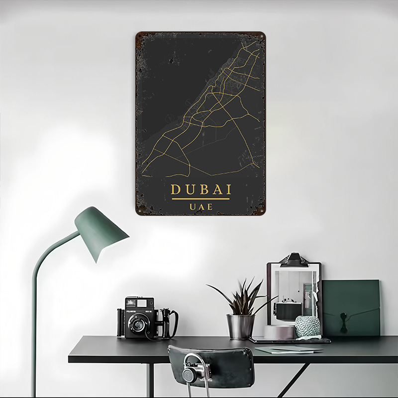 Dubai UAE Map Art Printed Post - Home Decor Uae review and price