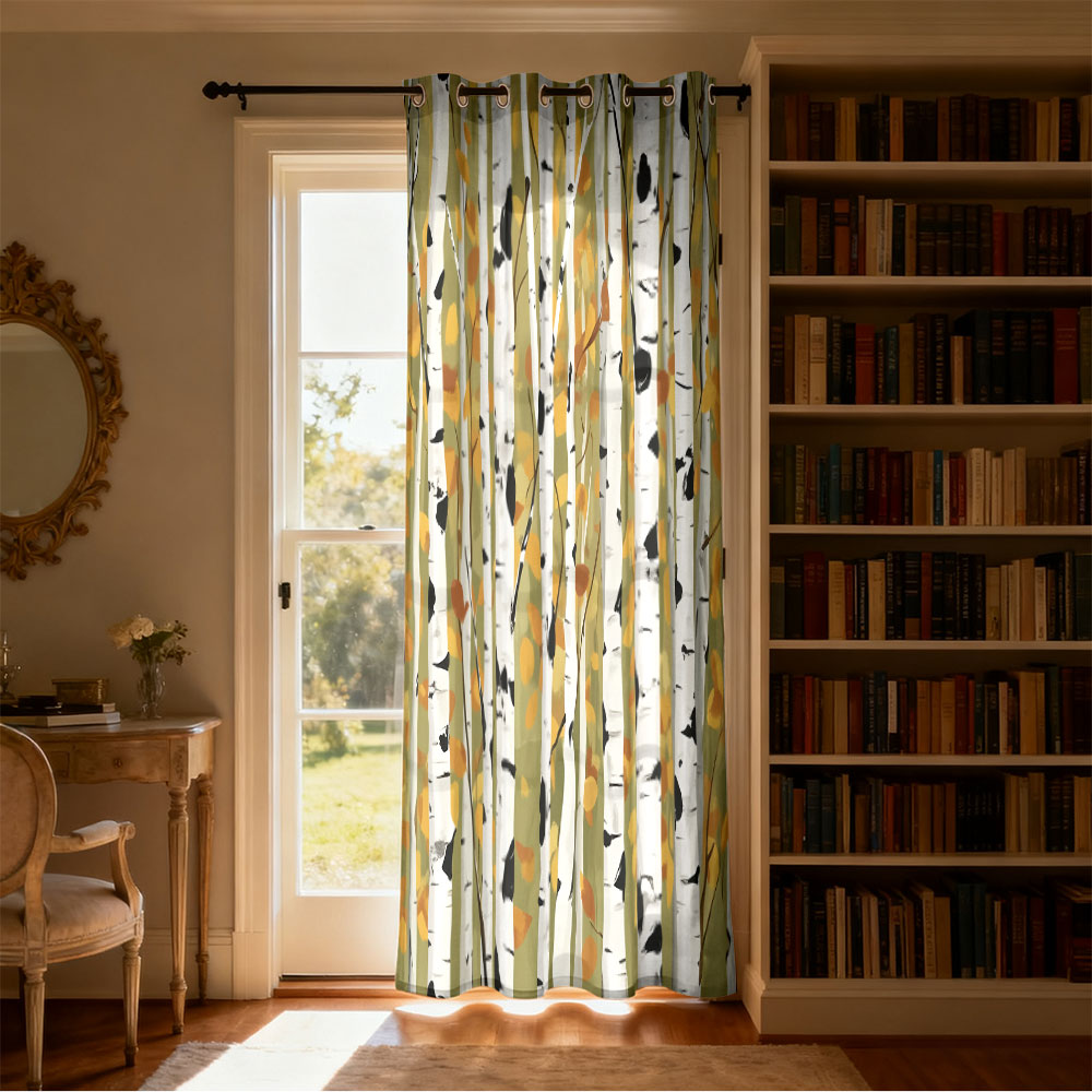 1pc autumn birch forest print  - Home Decor Curtain review and price